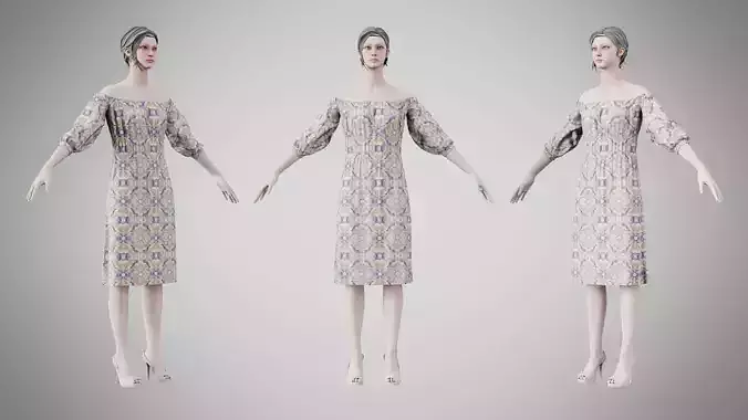 Dress 16 Whimsical Loop Mosaic Low-poly 3D model