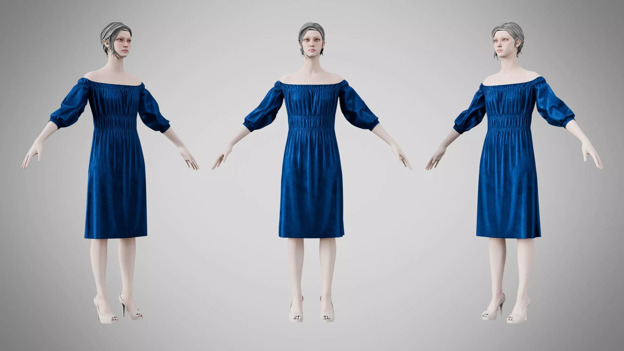 Dress 16 Sapphire Velvet Low-poly 3D model