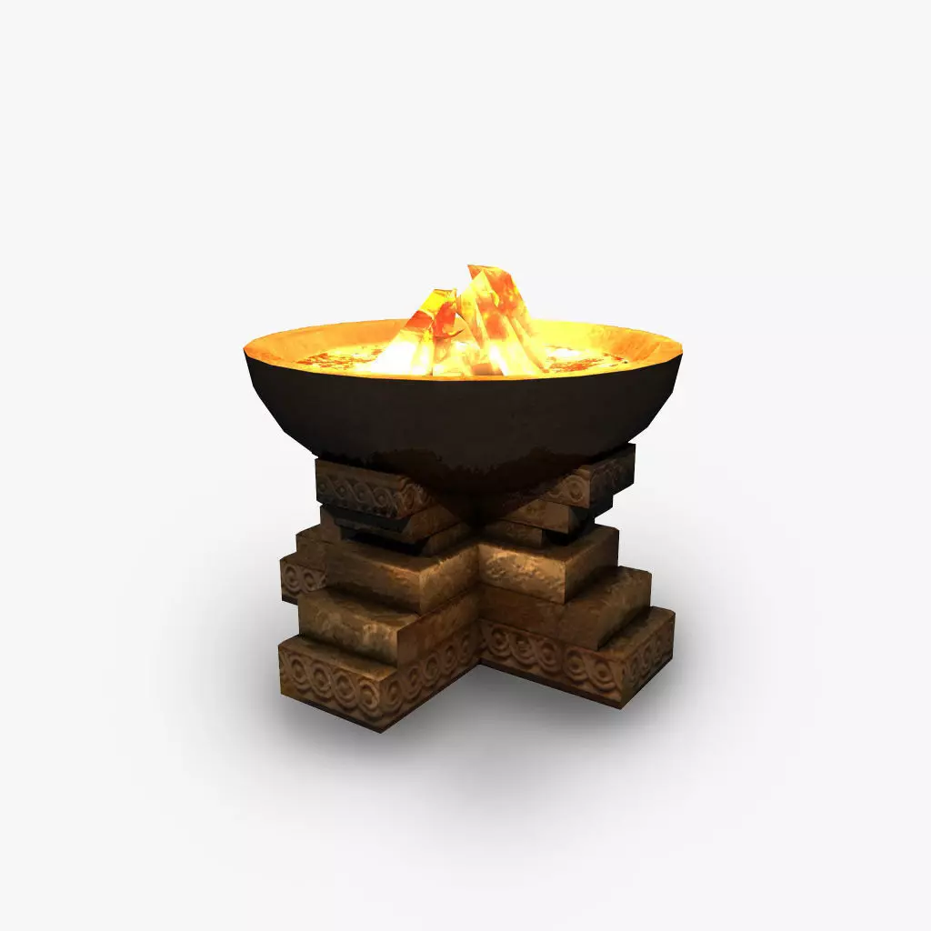 Ancient brazier fire pit bowl  Low-poly 3D model_0