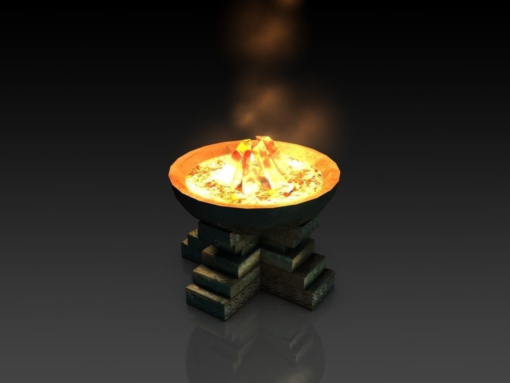 Ancient brazier fire pit bowl  Low-poly 3D model_3