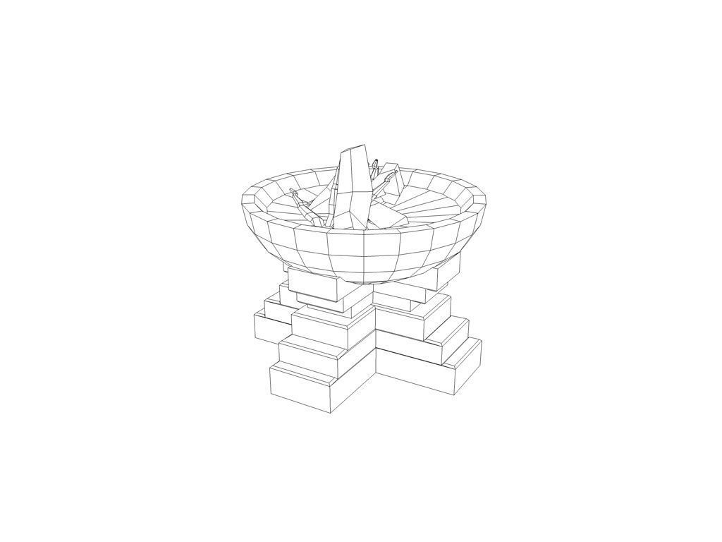 Ancient brazier fire pit bowl  Low-poly 3D model_6