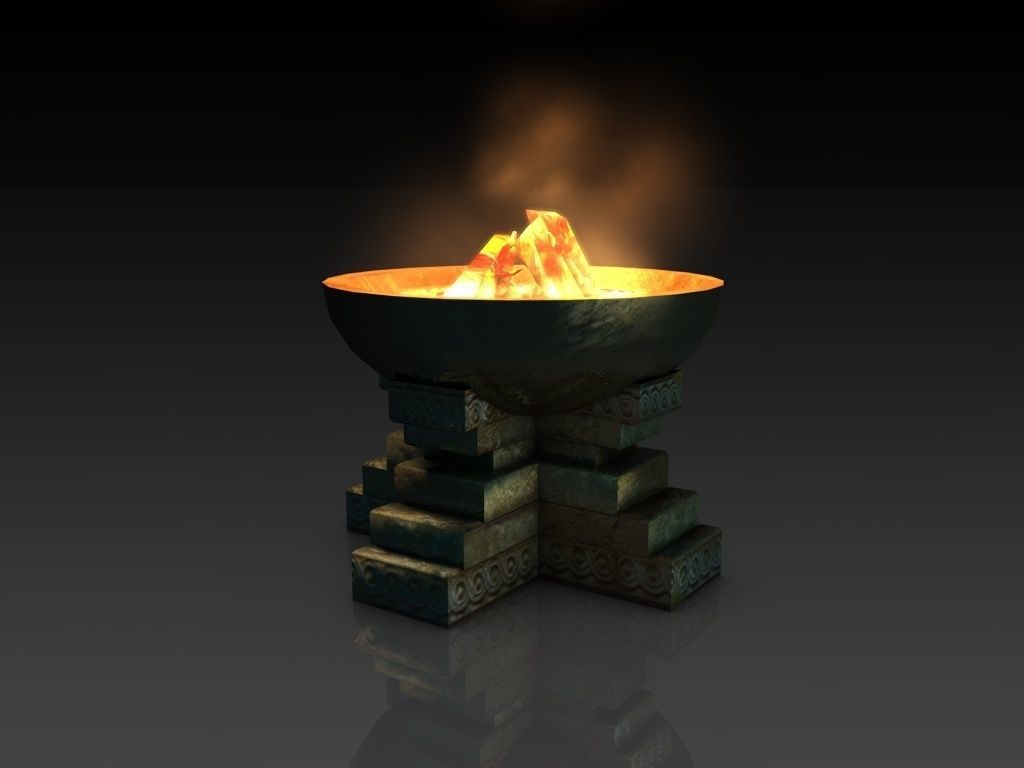 Ancient brazier fire pit bowl  Low-poly 3D model_1