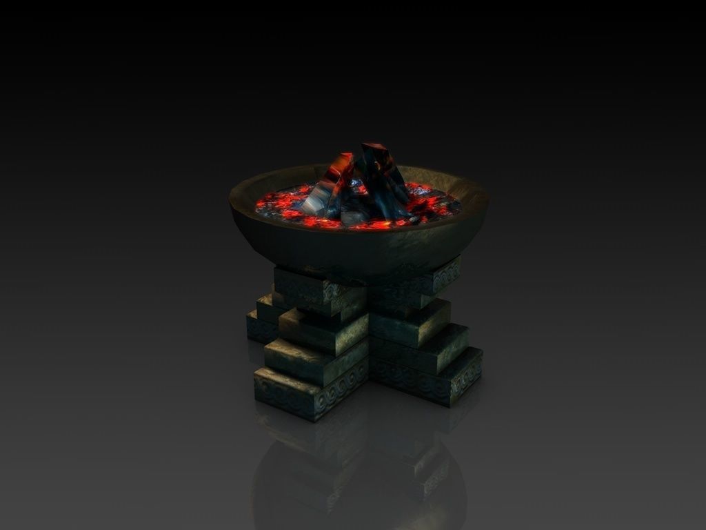 Ancient brazier fire pit bowl  Low-poly 3D model_5