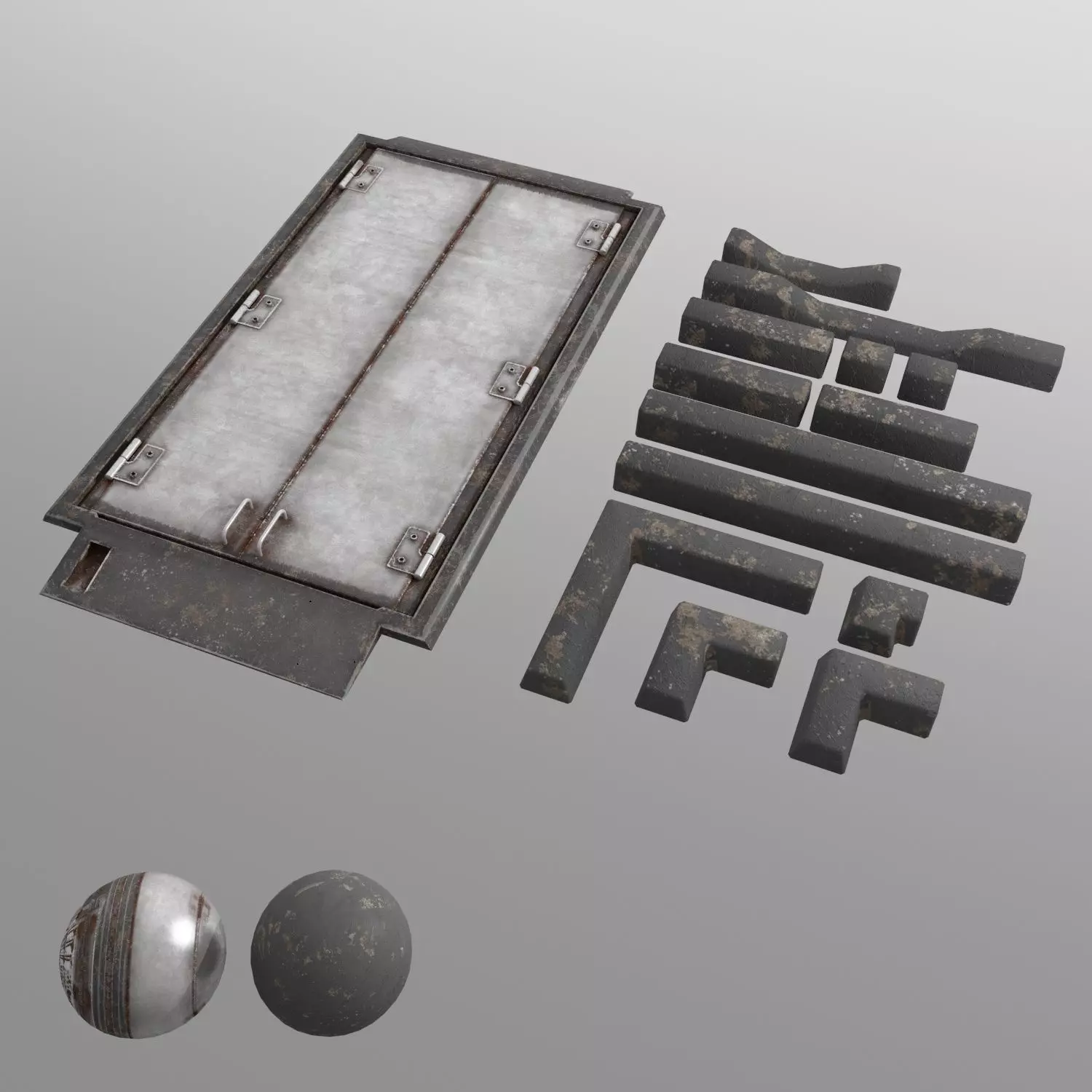 floor door hatch and trim pieces 3D model_0