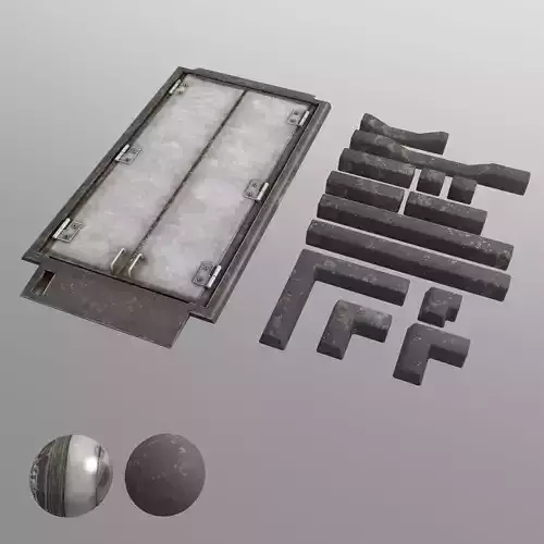 floor door hatch and trim pieces 3D model