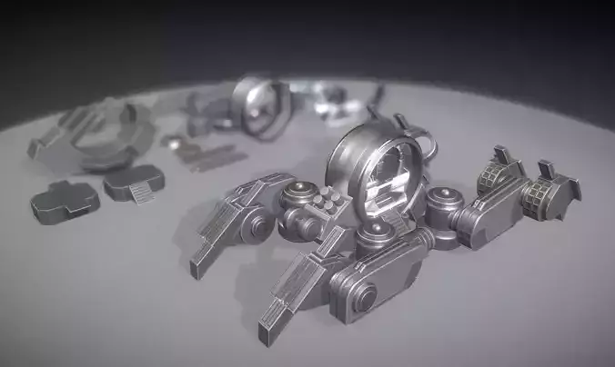Futuristic Terrain Walker Basic Version 1 Rigged and Animated Low-poly 3D model