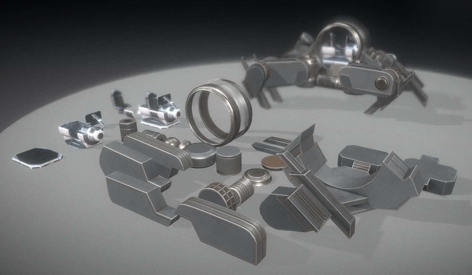 Futuristic Terrain Walker Basic Version 1 Rigged and Animated Low-poly 3D model_9