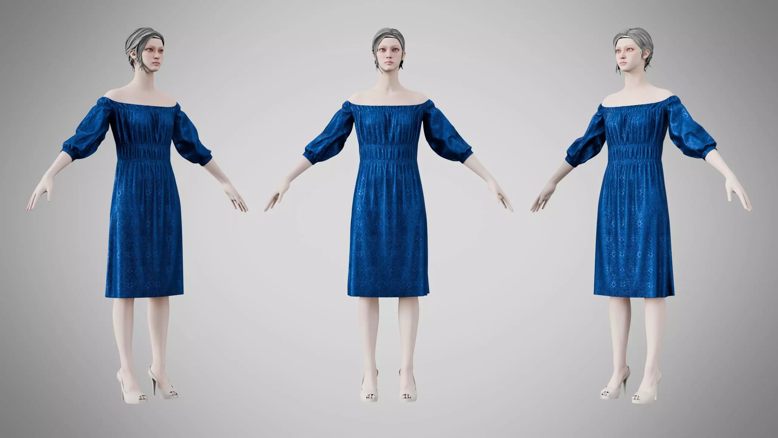 Dress 16 Sapphire Velvet With Design Low-poly 3D model