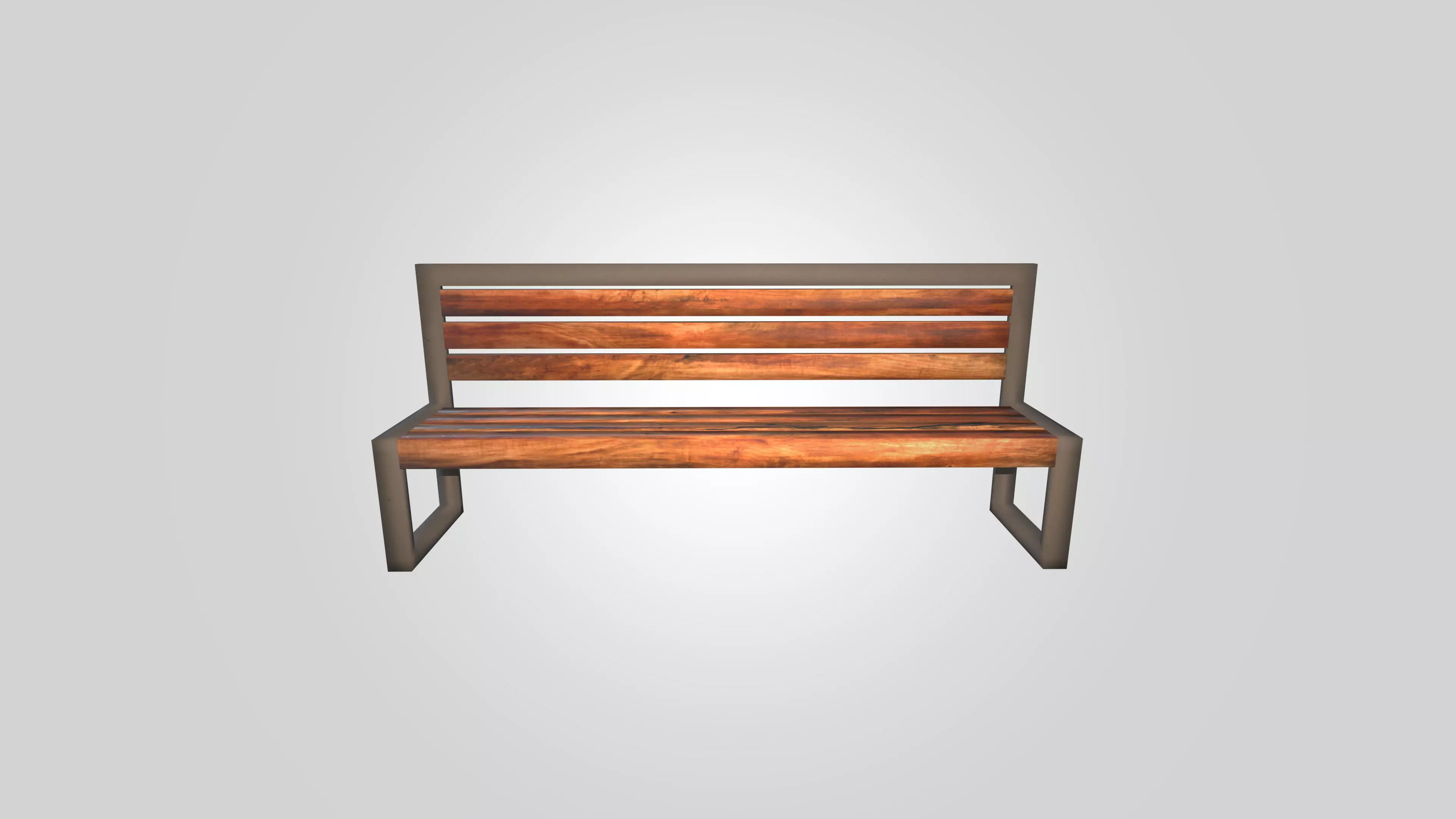 Outdoor Wooden Bench 3D Model with Metal Frame Low Poly Low-poly 3D model