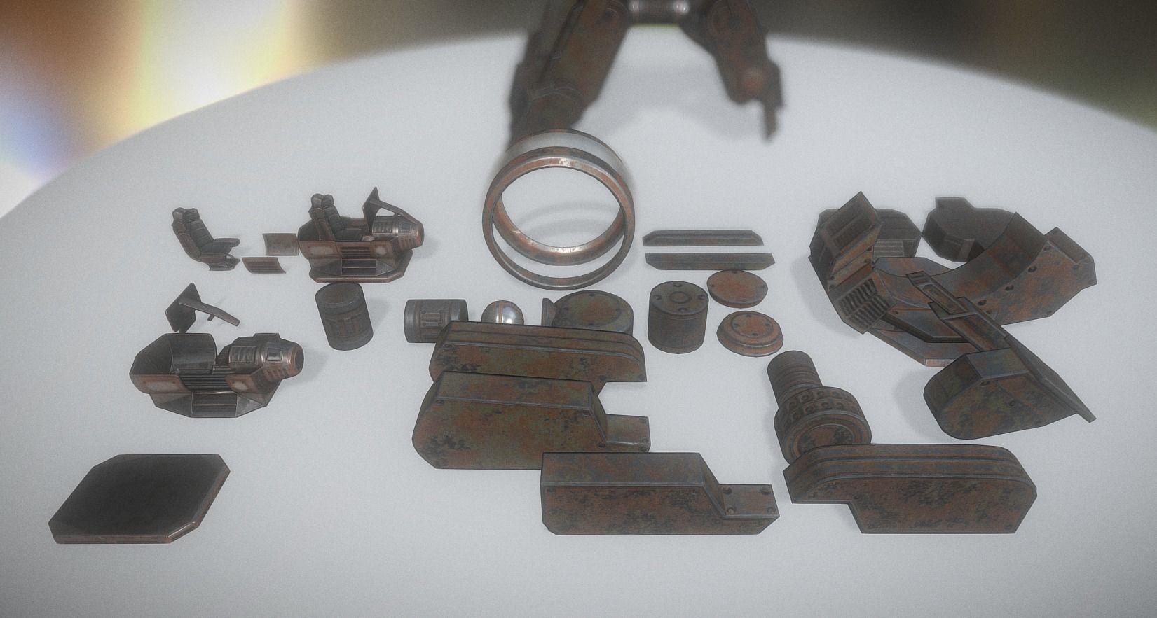 Futuristic Terrain Walker Rusty Version Rigged and Animated Low-poly 3D model_16