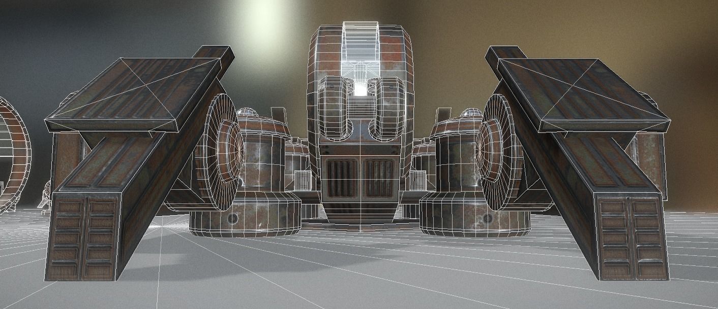 Futuristic Terrain Walker Rusty Version Rigged and Animated Low-poly 3D model_4