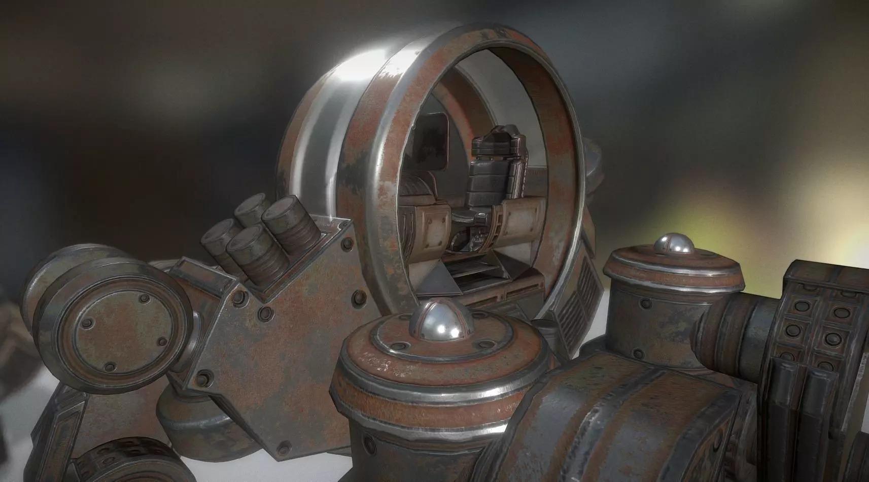 Futuristic Terrain Walker Rusty Version Rigged and Animated Low-poly 3D model_0