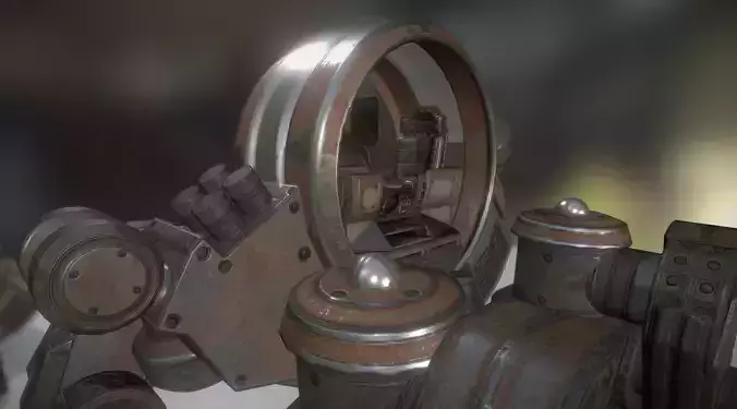 Futuristic Terrain Walker Rusty Version Rigged and Animated Low-poly 3D model