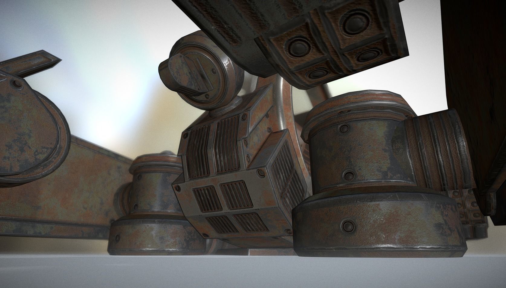 Futuristic Terrain Walker Rusty Version Rigged and Animated Low-poly 3D model_14