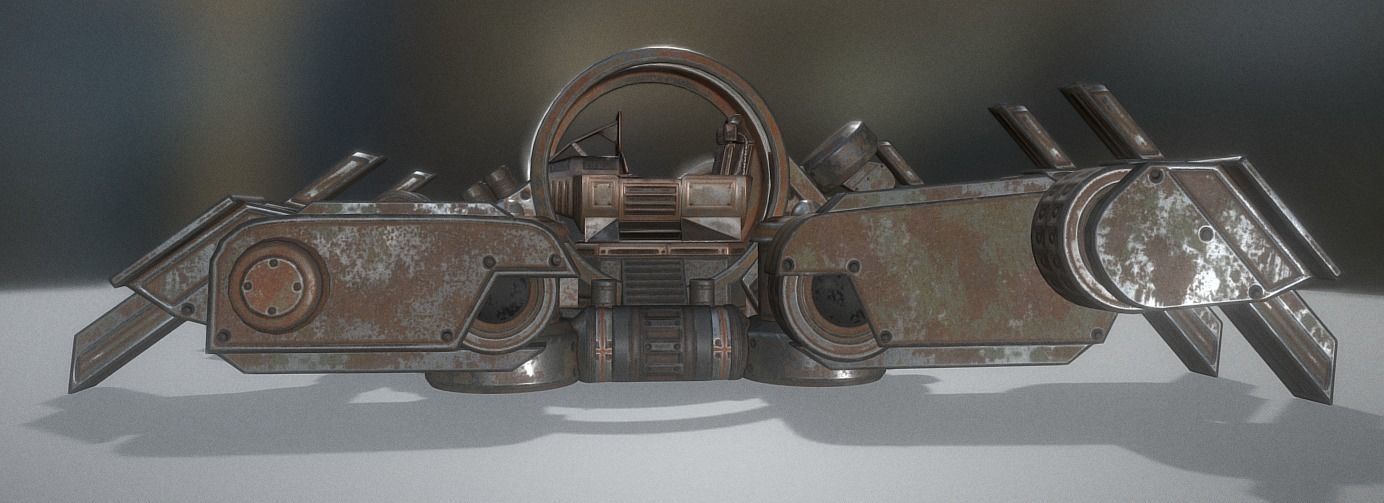 Futuristic Terrain Walker Rusty Version Rigged and Animated Low-poly 3D model_19