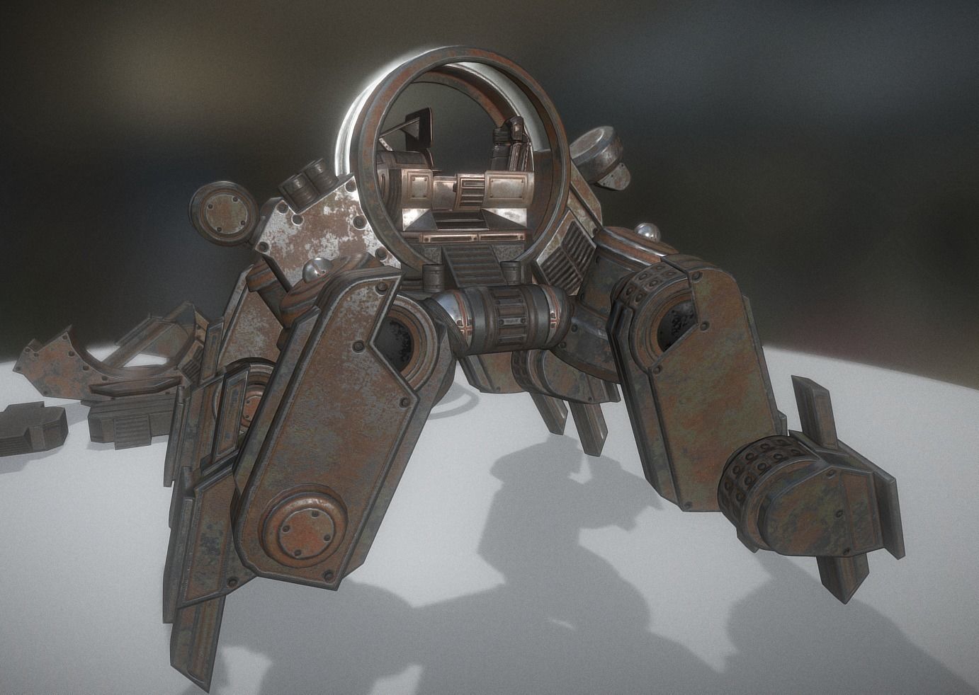 Futuristic Terrain Walker Rusty Version Rigged and Animated Low-poly 3D model_18