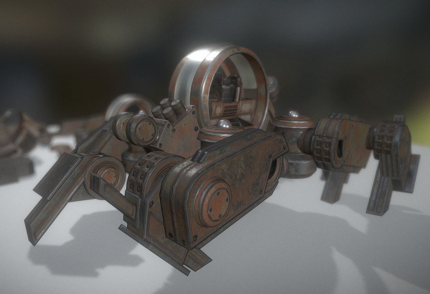 Futuristic Terrain Walker Rusty Version Rigged and Animated Low-poly 3D model_9