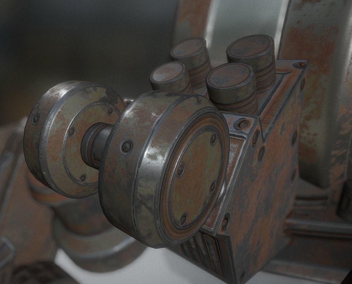 Futuristic Terrain Walker Rusty Version Rigged and Animated Low-poly 3D model_13