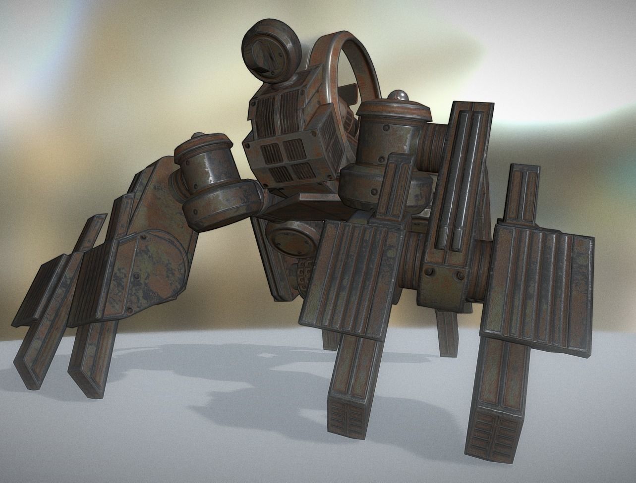 Futuristic Terrain Walker Rusty Version Rigged and Animated Low-poly 3D model_11