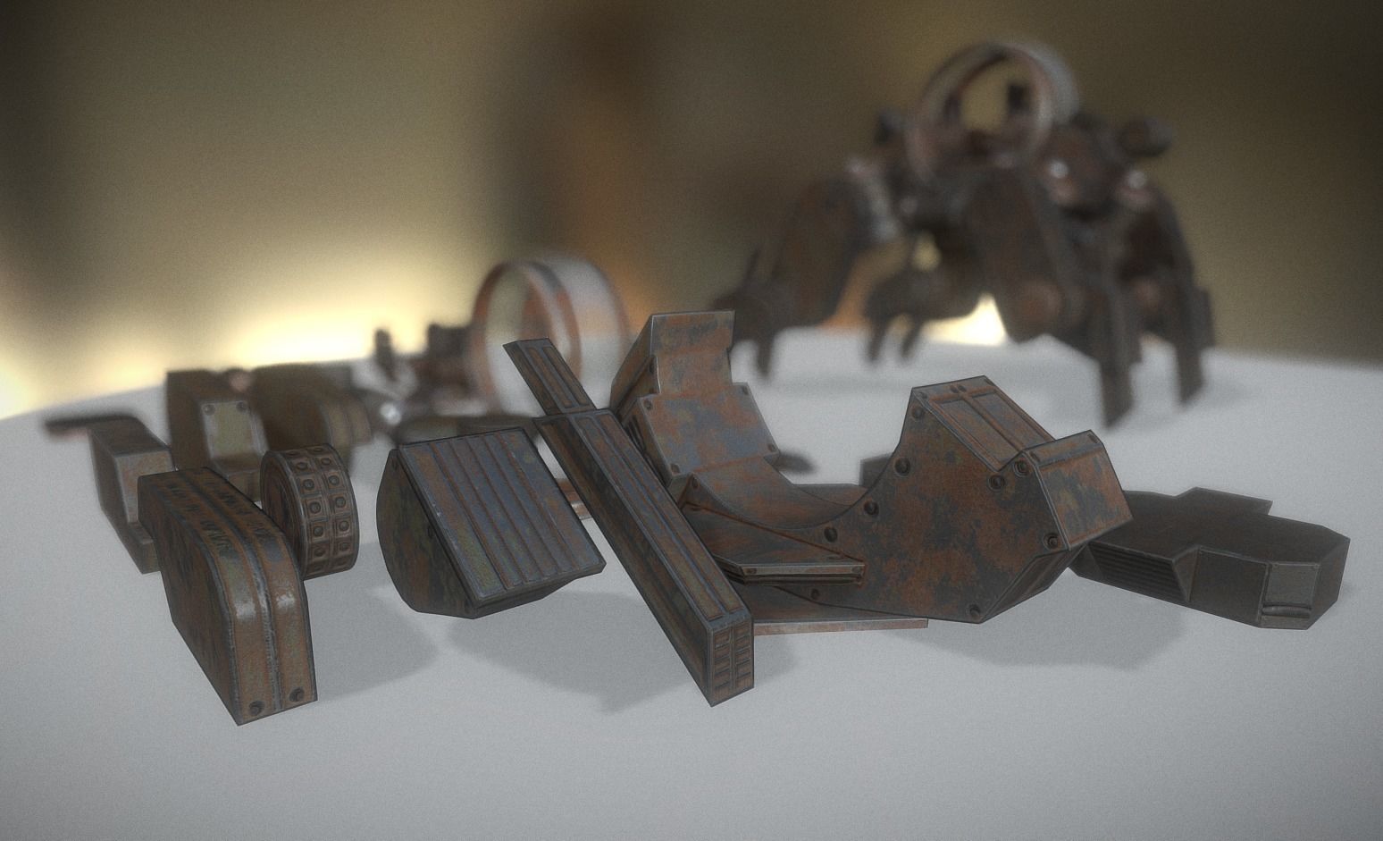 Futuristic Terrain Walker Rusty Version Rigged and Animated Low-poly 3D model_21
