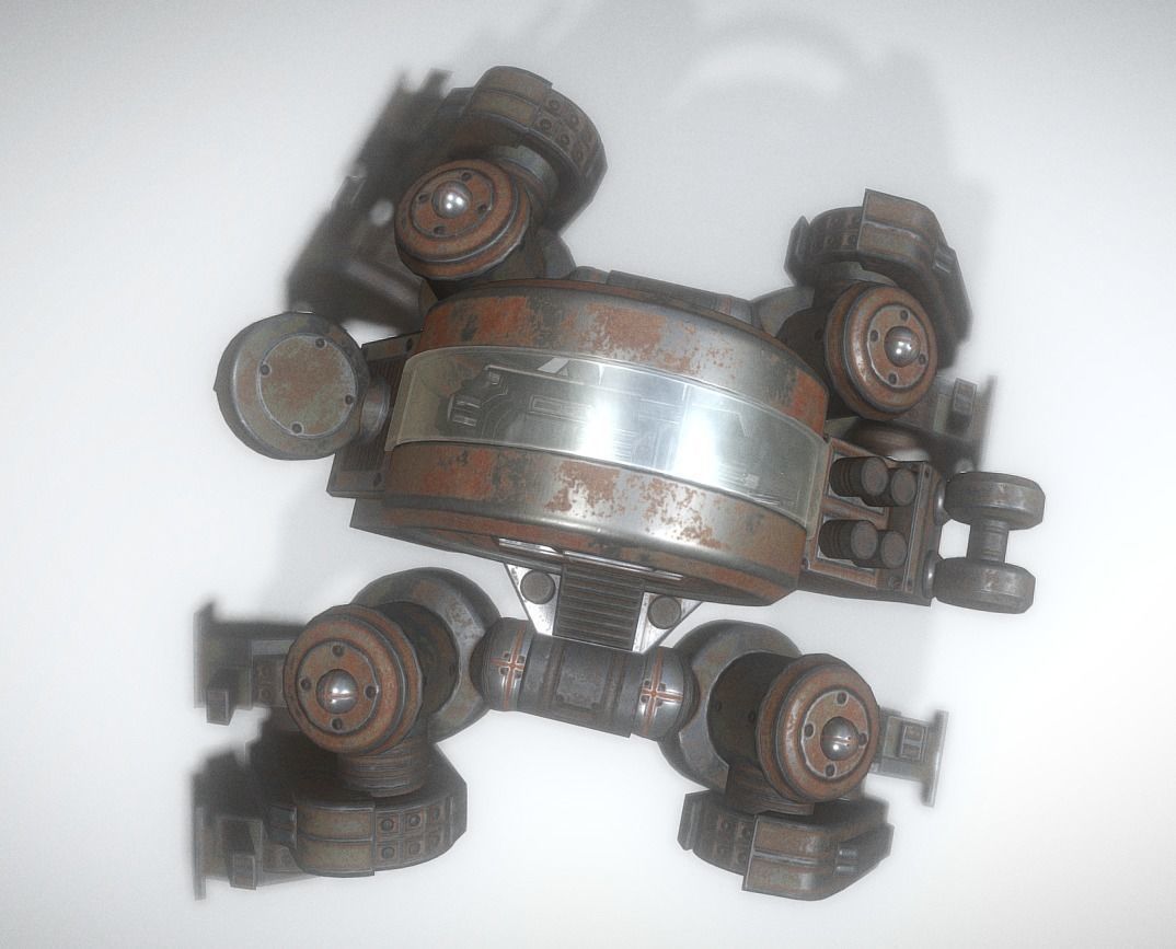 Futuristic Terrain Walker Rusty Version Rigged and Animated Low-poly 3D model_5