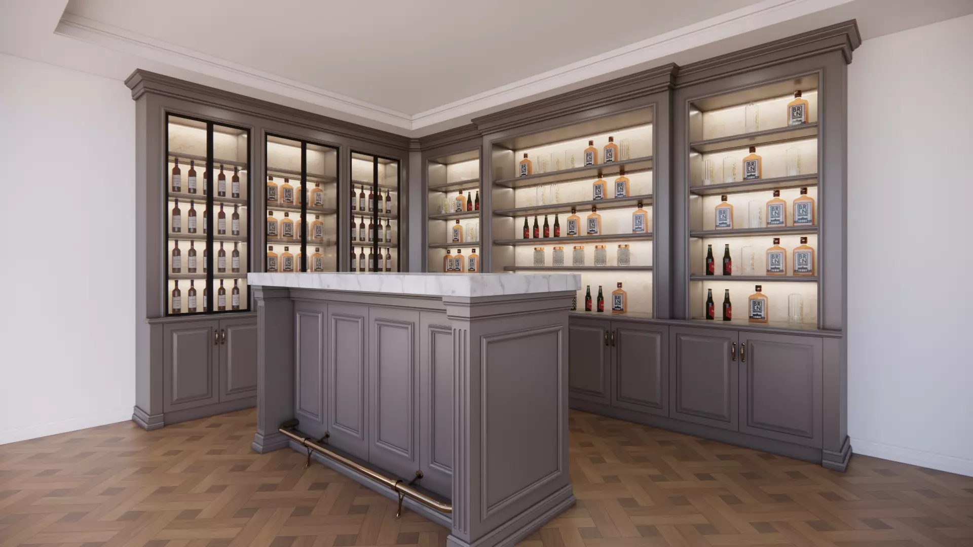 Classic Two Tier Wine Cabinet with Bar SketchUp 2022 OBJ 3D model