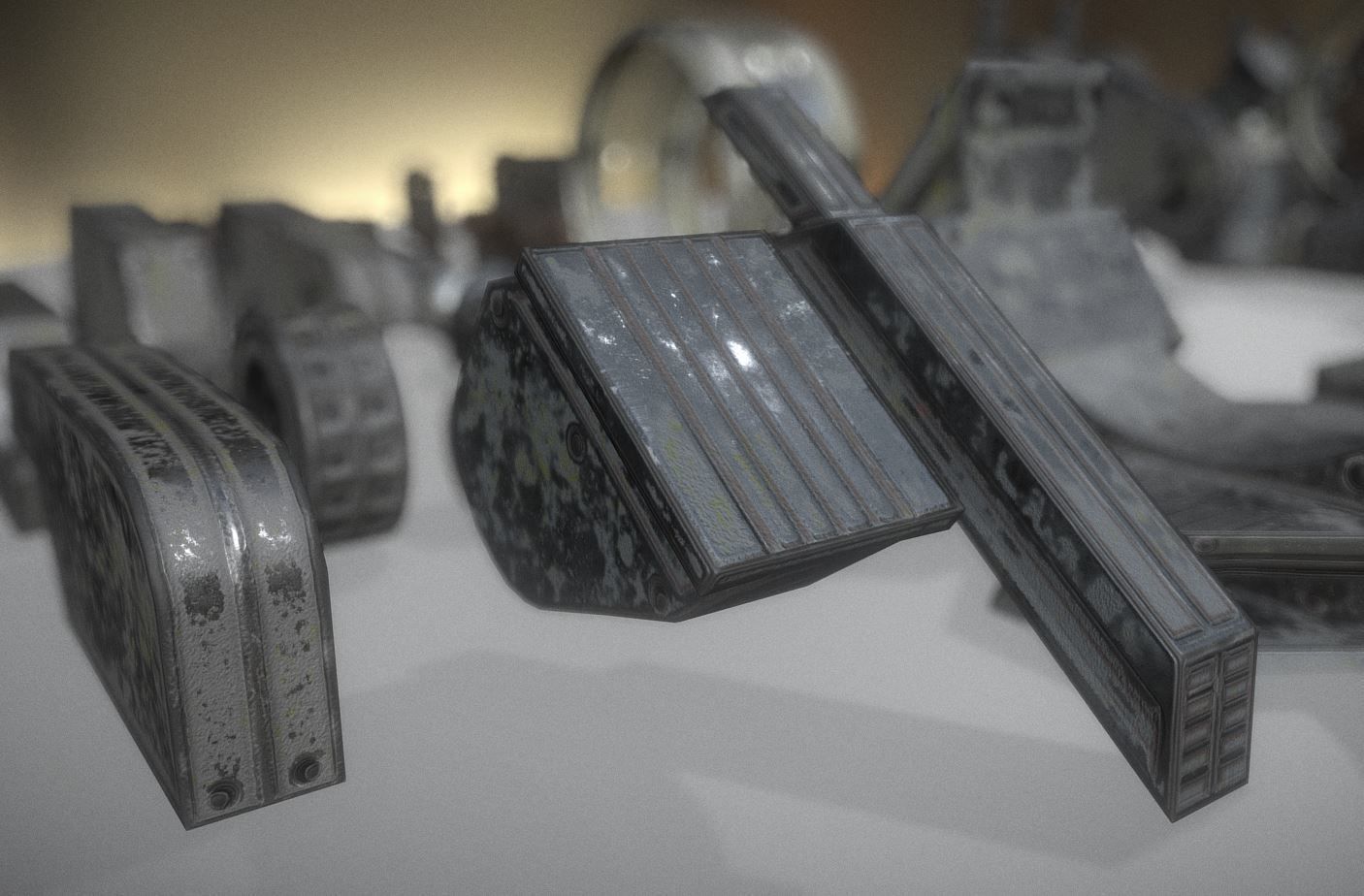 Futuristic Terrain Walker Vehicle Old Version Low-poly 3D model_16