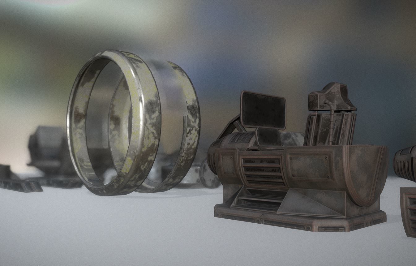 Futuristic Terrain Walker Vehicle Old Version Low-poly 3D model_10