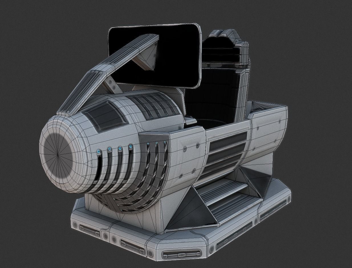 Futuristic Terrain Walker Vehicle Old Version Low-poly 3D model_24