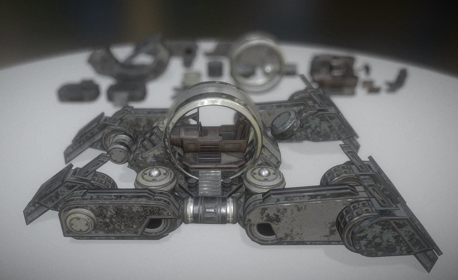 Futuristic Terrain Walker Vehicle Old Version Low-poly 3D model_5