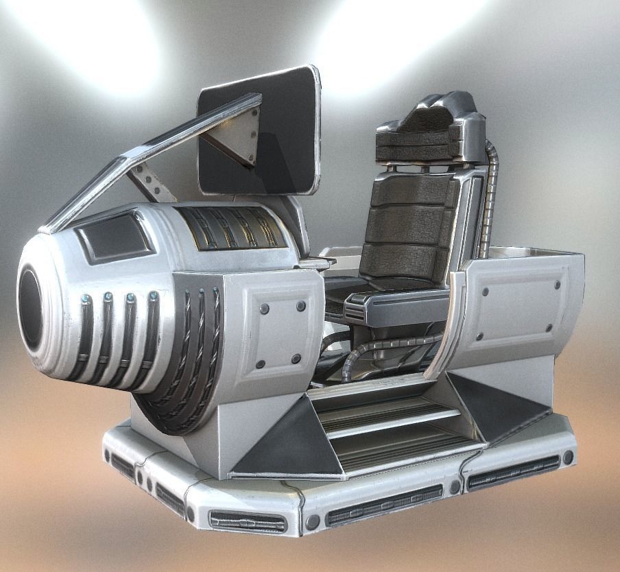 Futuristic Terrain Walker Vehicle Old Version Low-poly 3D model_11