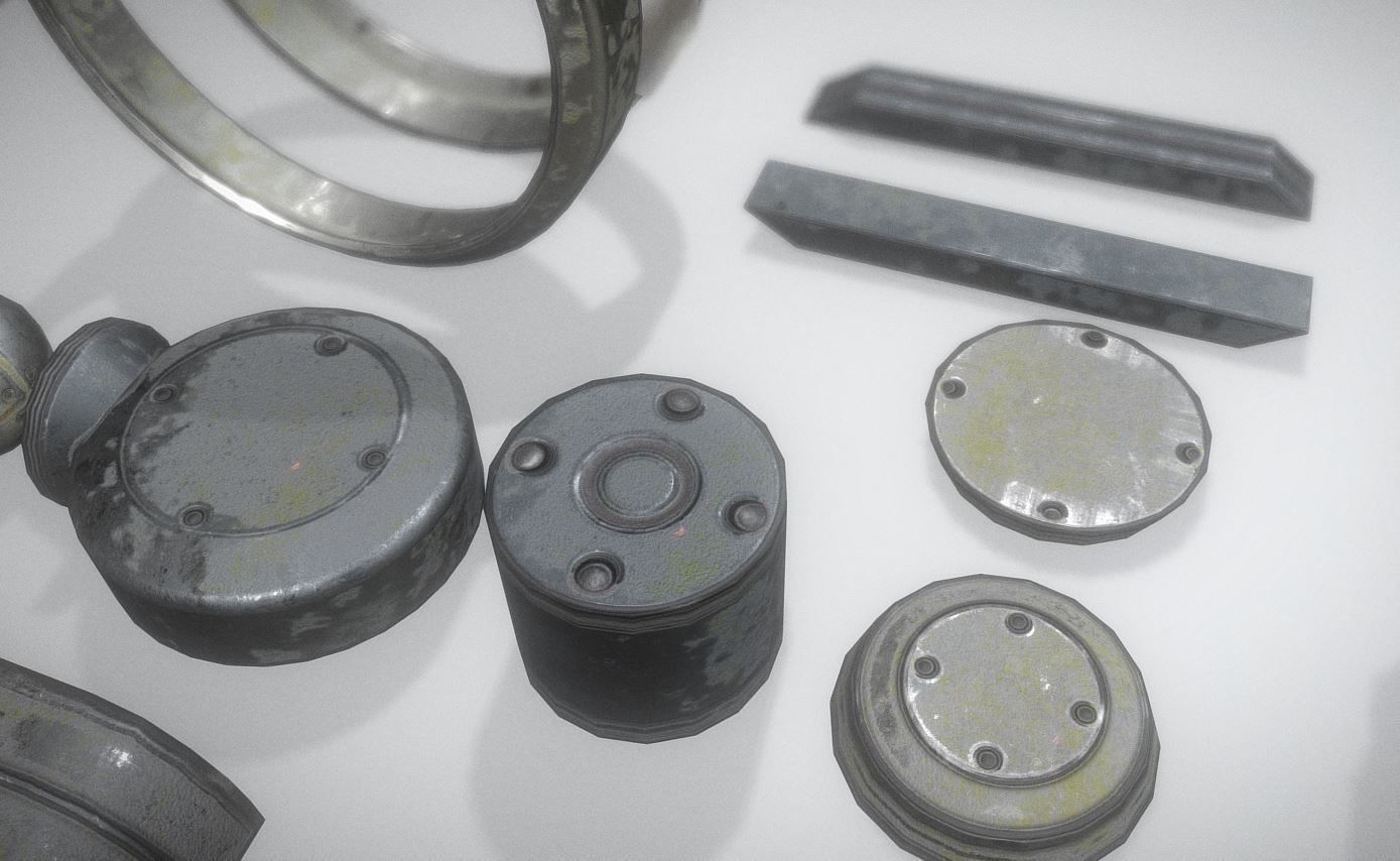 Futuristic Terrain Walker Vehicle Old Version Low-poly 3D model_13