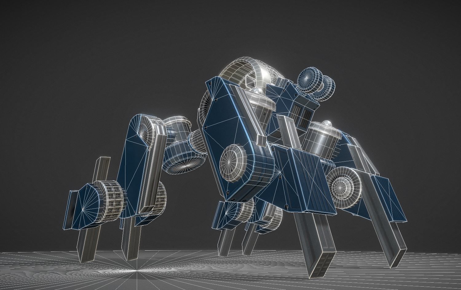 Futuristic Terrain Walker Blue Version Rigged and Animated Low-poly 3D model_12
