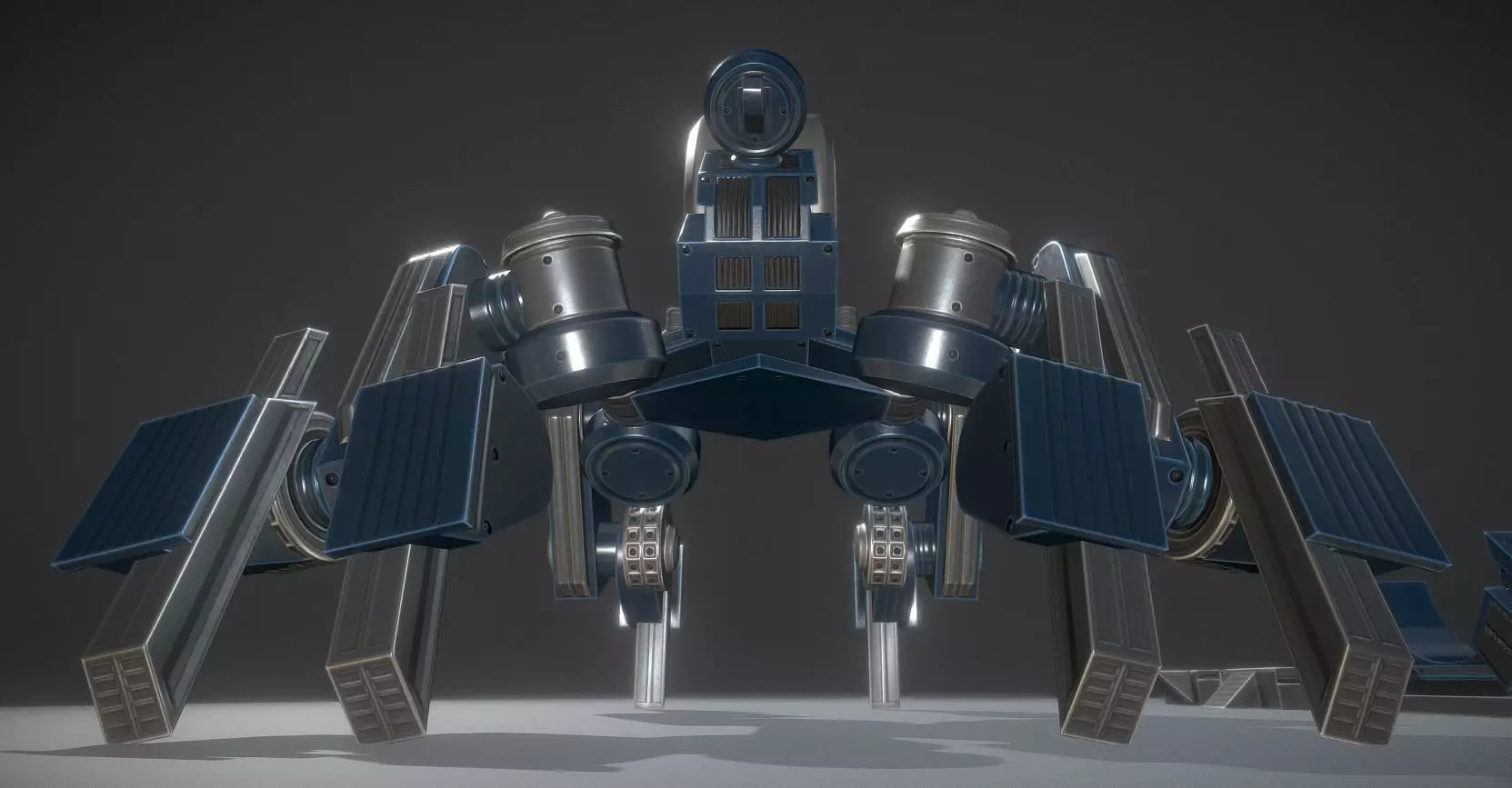 Futuristic Terrain Walker Blue Version Rigged and Animated Low-poly 3D model_0