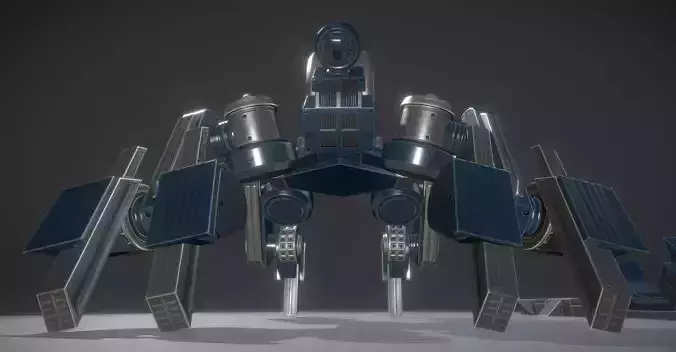 Futuristic Terrain Walker Blue Version Rigged and Animated Low-poly 3D model