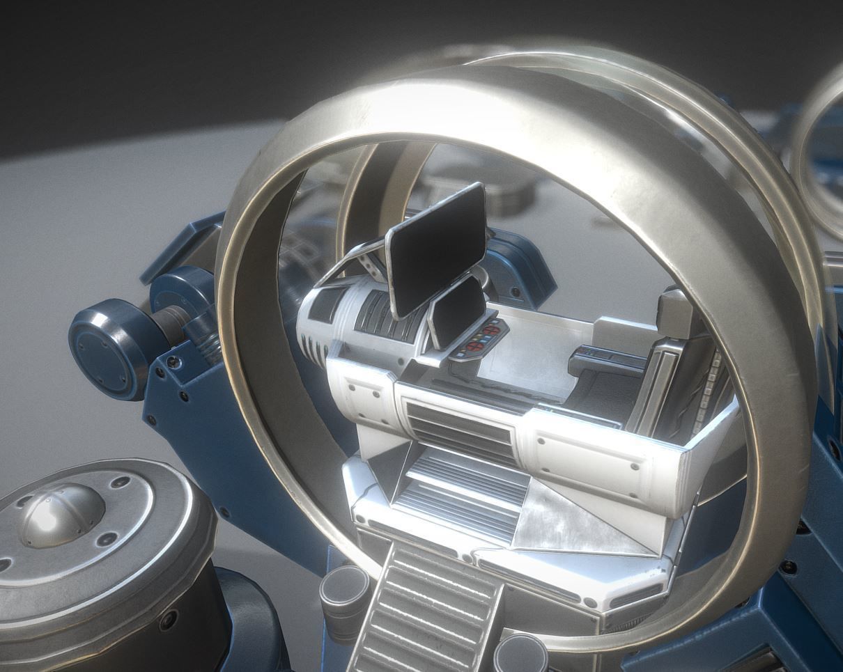 Futuristic Terrain Walker Blue Version Rigged and Animated Low-poly 3D model_10