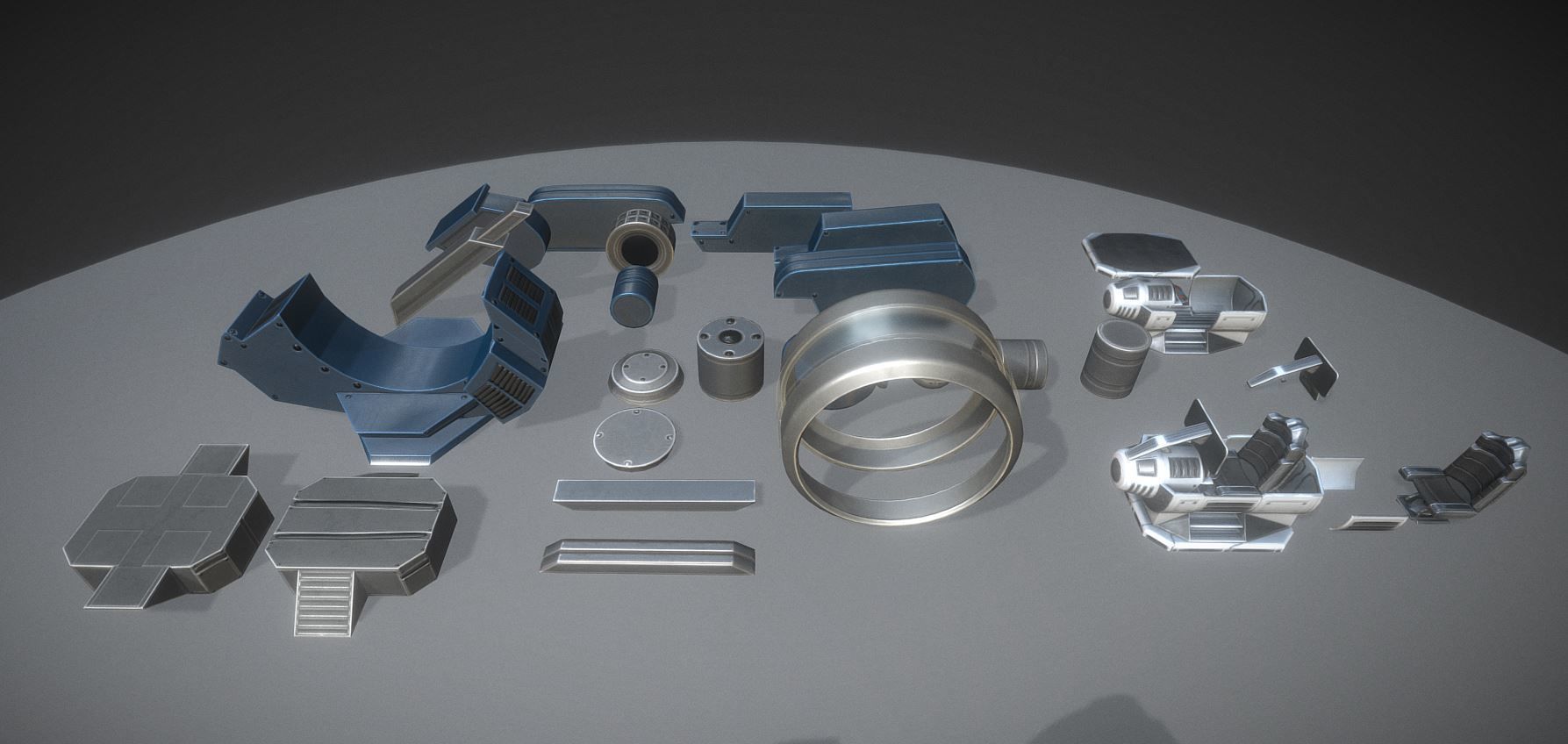 Futuristic Terrain Walker Blue Version Rigged and Animated Low-poly 3D model_17