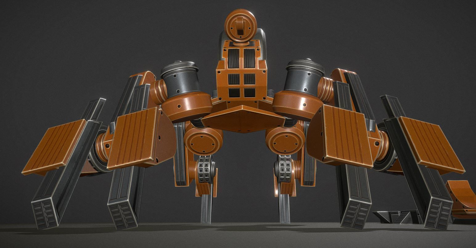 Terrain Walker Orange Version Rigged and Animated Low-poly 3D model_14