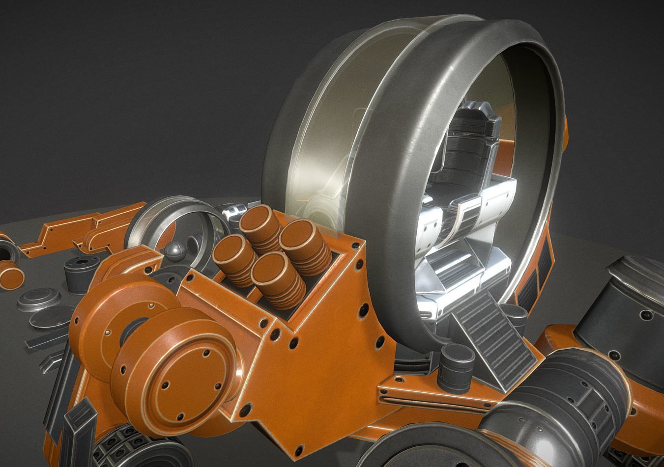 Terrain Walker Orange Version Rigged and Animated Low-poly 3D model_10