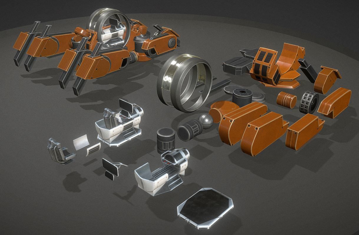 Terrain Walker Orange Version Rigged and Animated Low-poly 3D model_7