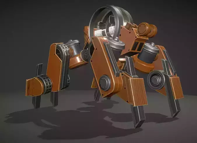 Terrain Walker Orange Version Rigged and Animated Low-poly 3D model