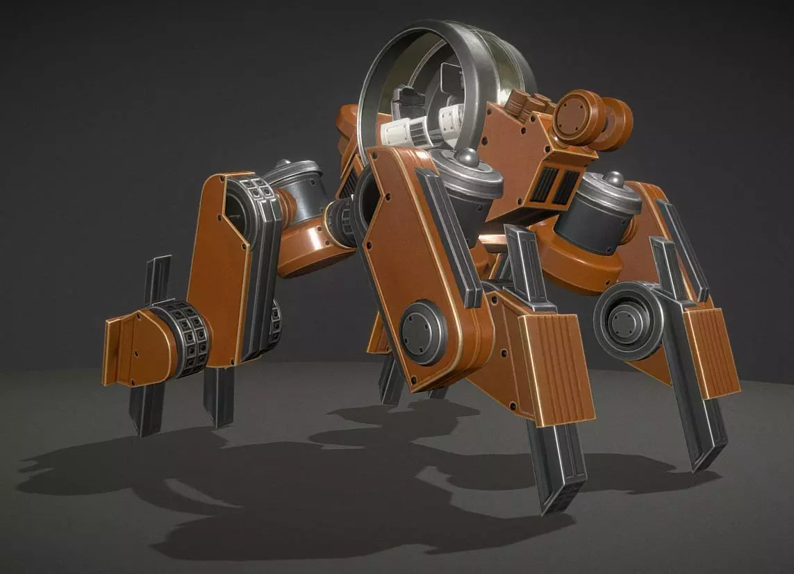 Terrain Walker Orange Version Rigged and Animated Low-poly 3D model_0