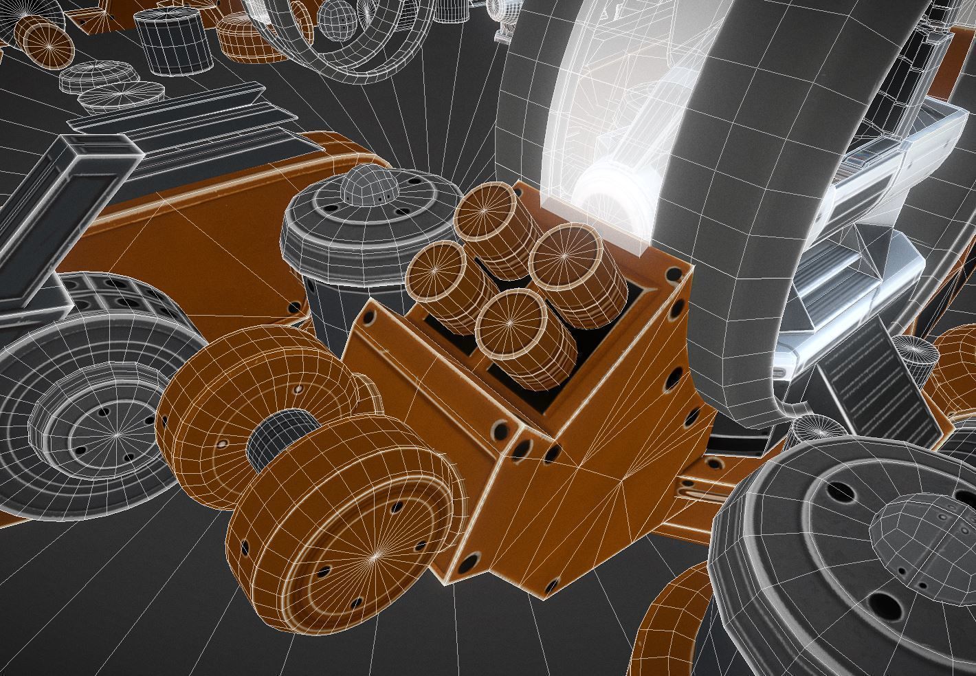 Terrain Walker Orange Version Rigged and Animated Low-poly 3D model_20