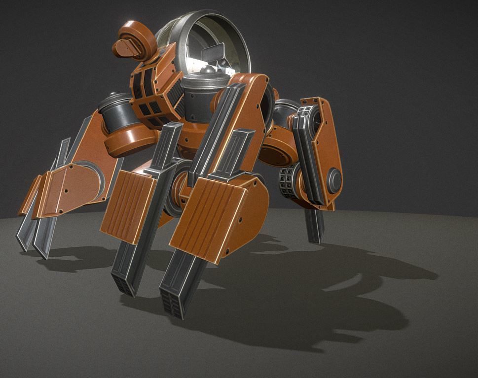 Terrain Walker Orange Version Rigged and Animated Low-poly 3D model_6