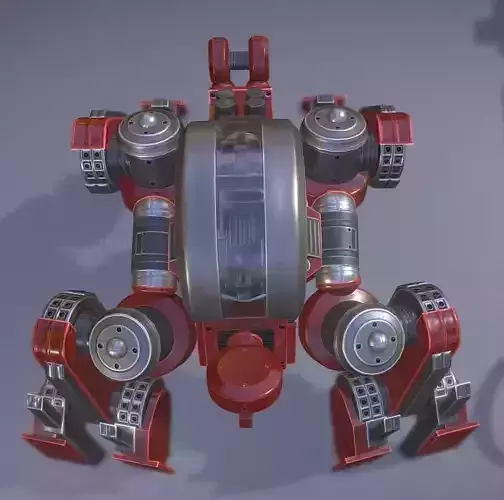 Terrain Walker Red Version Rigged and Animated Low-poly 3D model