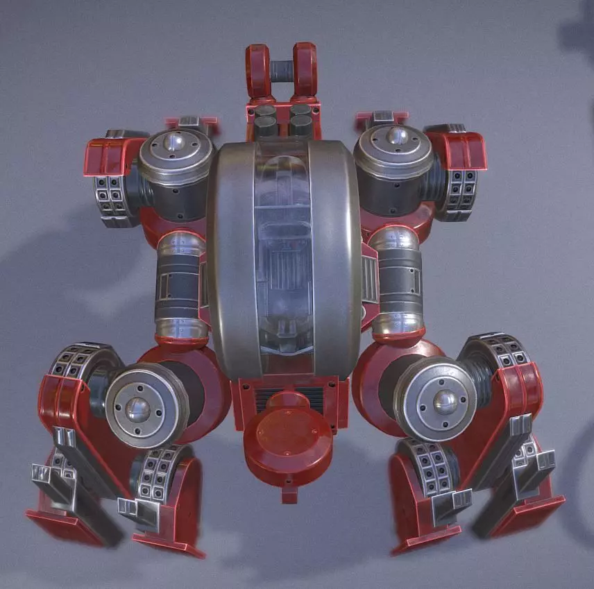 Terrain Walker Red Version Rigged and Animated Low-poly 3D model_0