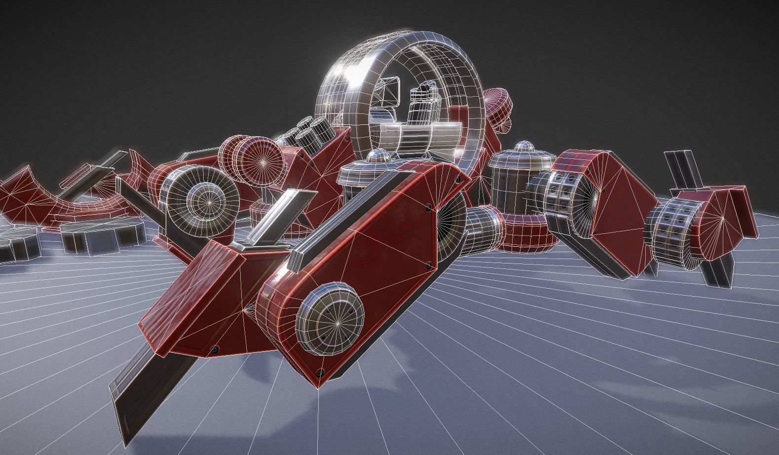 Terrain Walker Red Version Rigged and Animated Low-poly 3D model_22