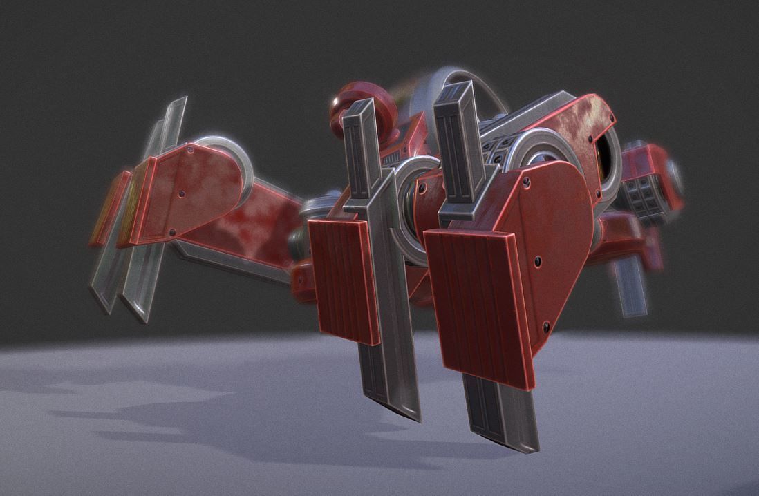 Terrain Walker Red Version Rigged and Animated Low-poly 3D model_16