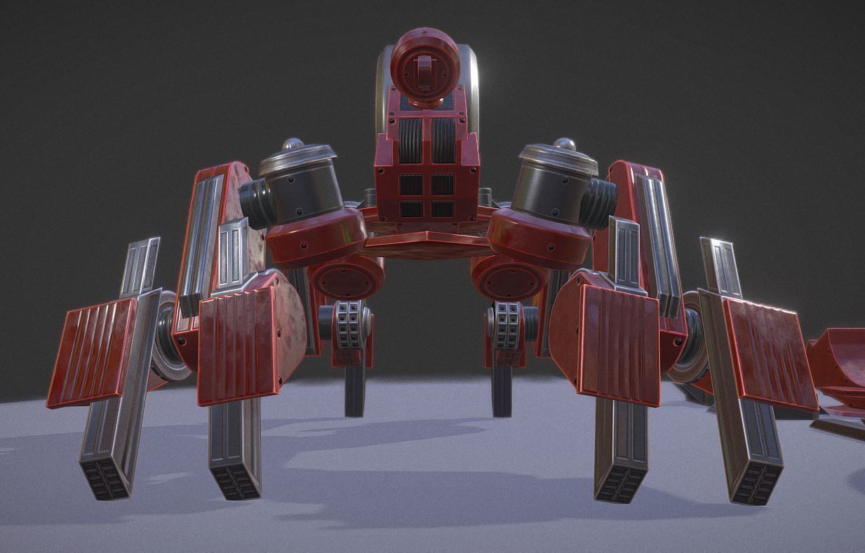 Terrain Walker Red Version Rigged and Animated Low-poly 3D model_5