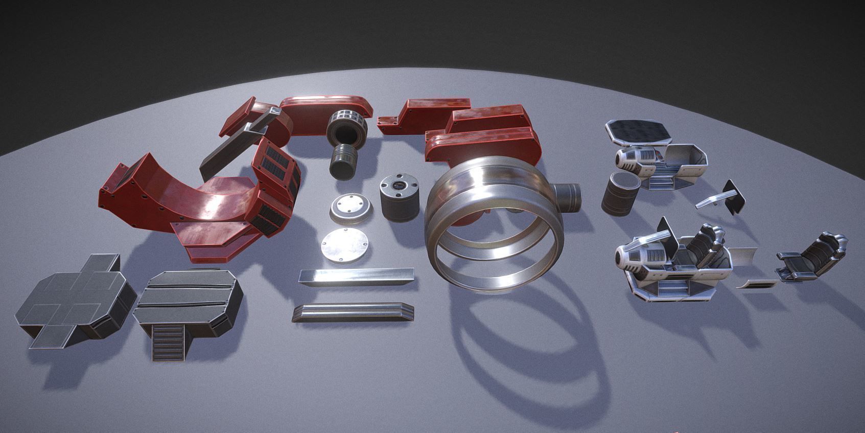 Terrain Walker Red Version Rigged and Animated Low-poly 3D model_13